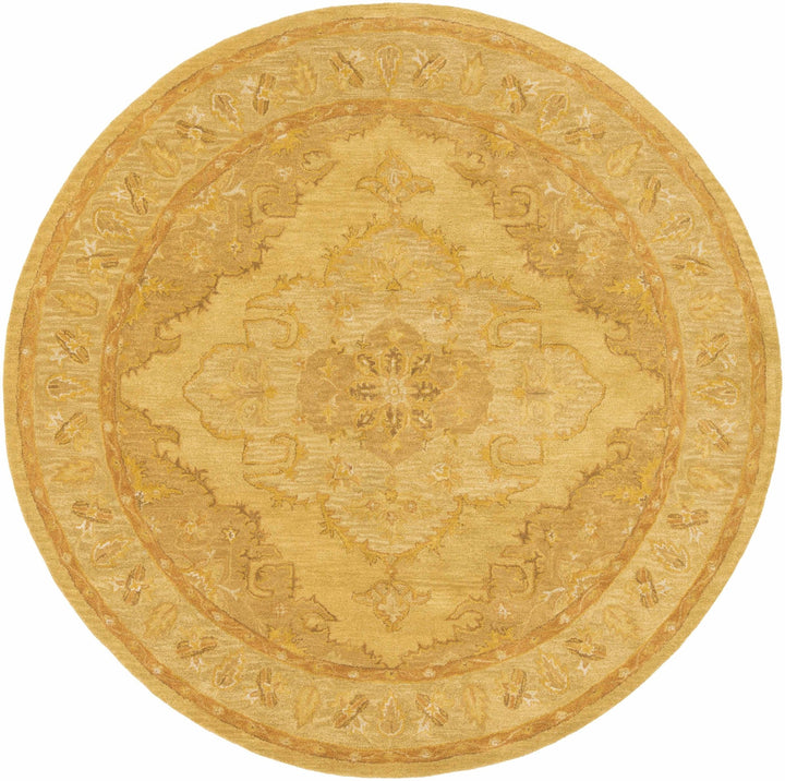 Kapowsin Traditional Medallion Mustard Wool Area Rug - The Rug Decor