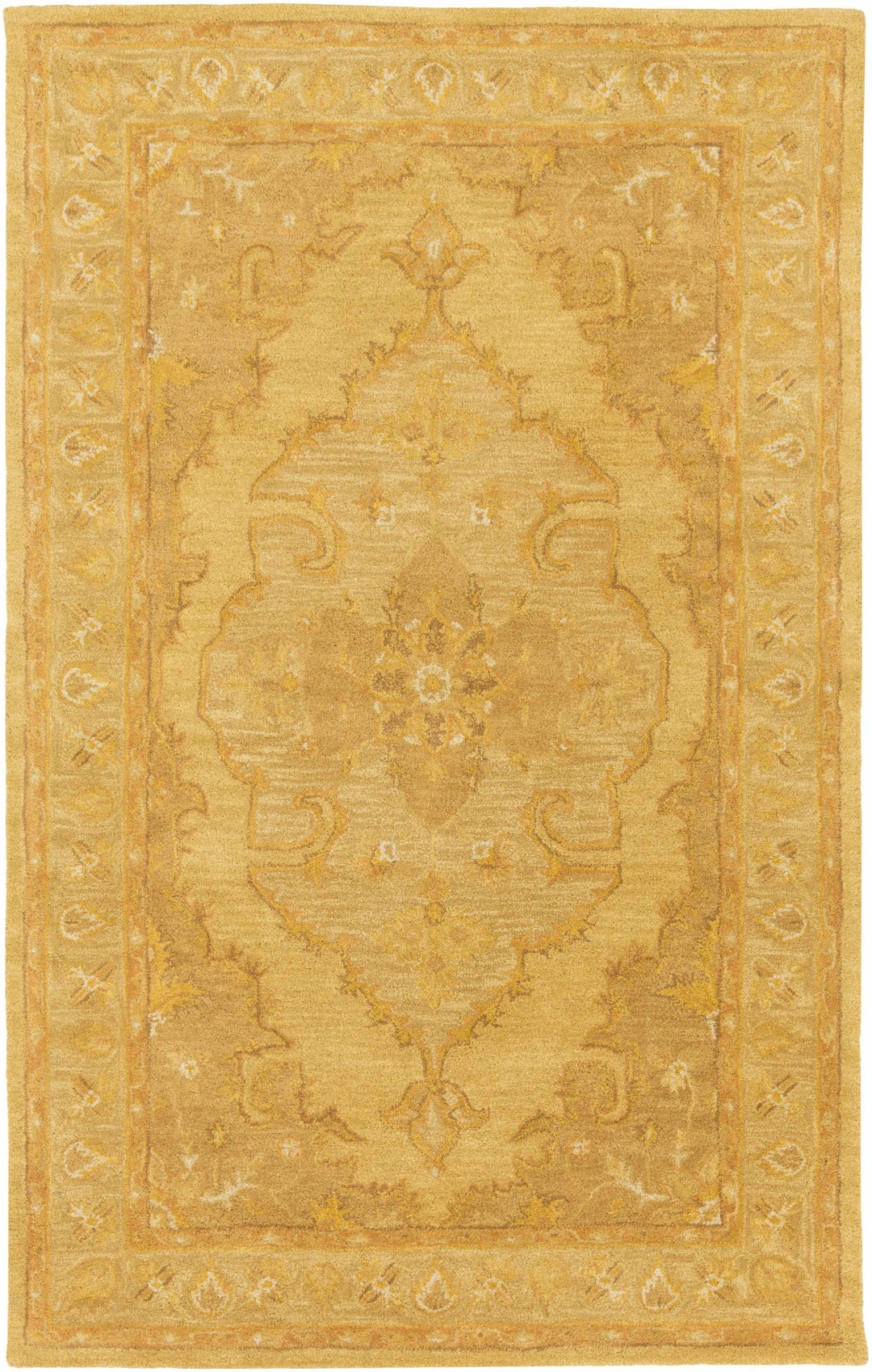 Kapowsin Traditional Medallion Mustard Wool Area Rug - The Rug Decor