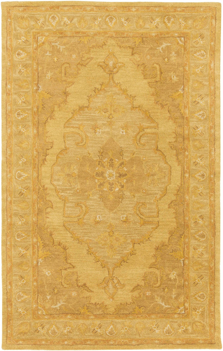 Kapowsin Traditional Medallion Mustard Wool Area Rug - The Rug Decor