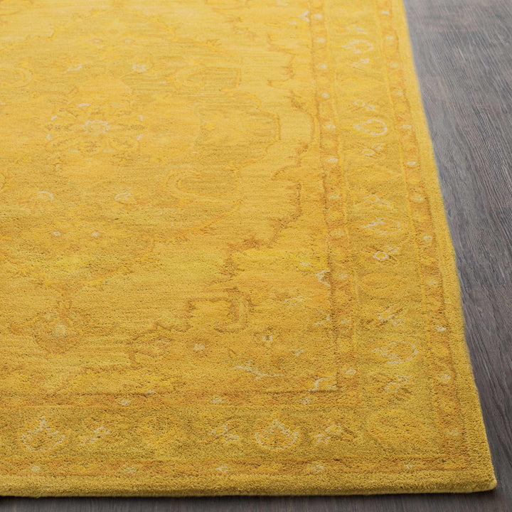 Kapowsin Traditional Medallion Mustard Wool Area Rug - The Rug Decor