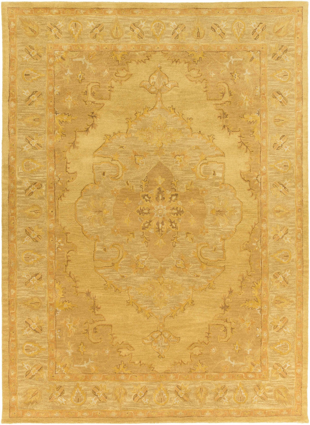 Kapowsin Traditional Medallion Mustard Wool Area Rug - The Rug Decor