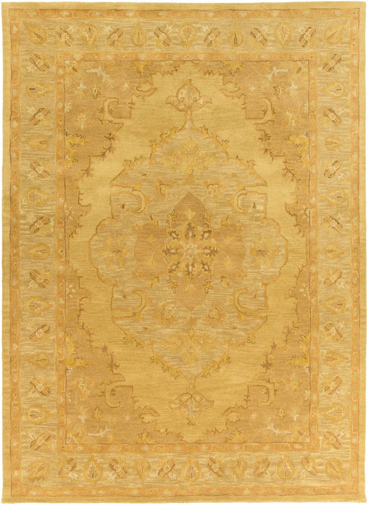 Kapowsin Traditional Medallion Mustard Wool Area Rug - The Rug Decor