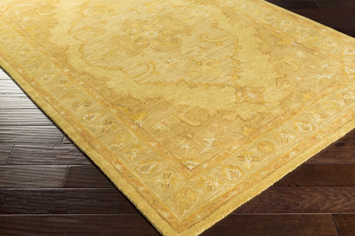 Kapowsin Traditional Medallion Mustard Wool Area Rug - The Rug Decor