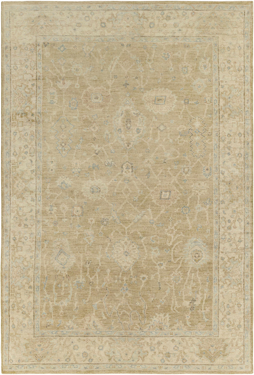 Karalee Beige Traditional Oushak Design Hand Knotted Area Rug