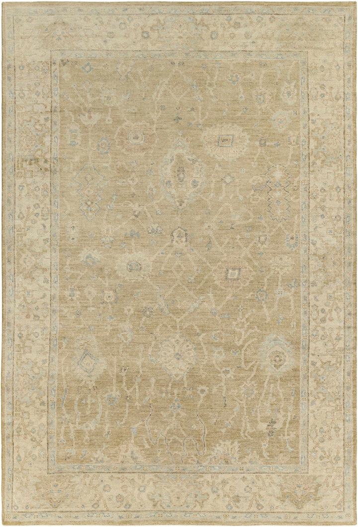 Karalee Beige Traditional Oushak Design Hand Knotted Area Rug