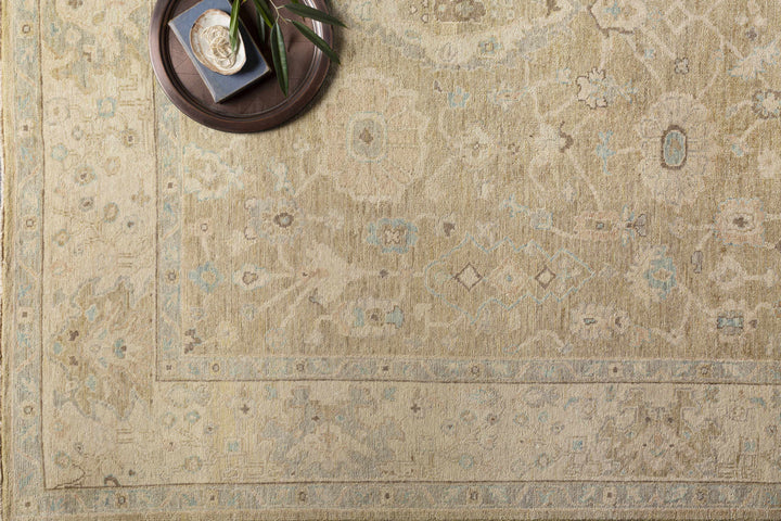 Karalee Beige Traditional Oushak Design Hand Knotted Area Rug