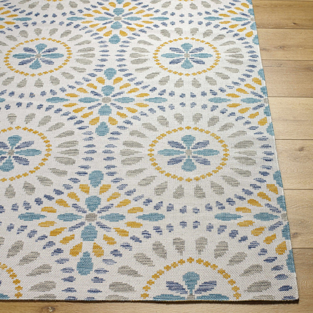 Karin Traditional Medallion Gray And Blue Rug - The Rug Decor