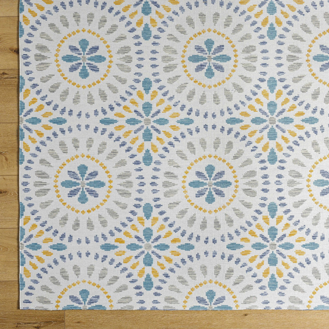 Karin Traditional Medallion Gray And Blue Rug - The Rug Decor