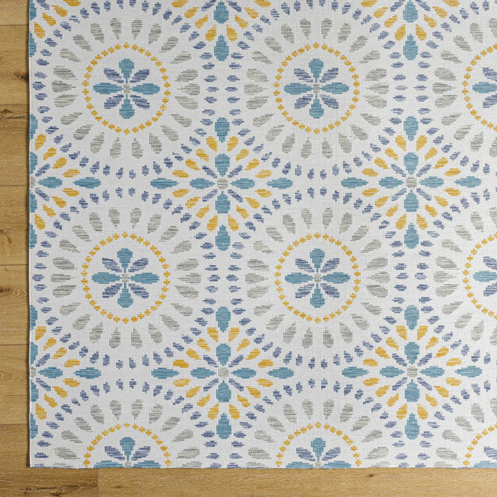 Karin Traditional Medallion Gray And Blue Rug - The Rug Decor
