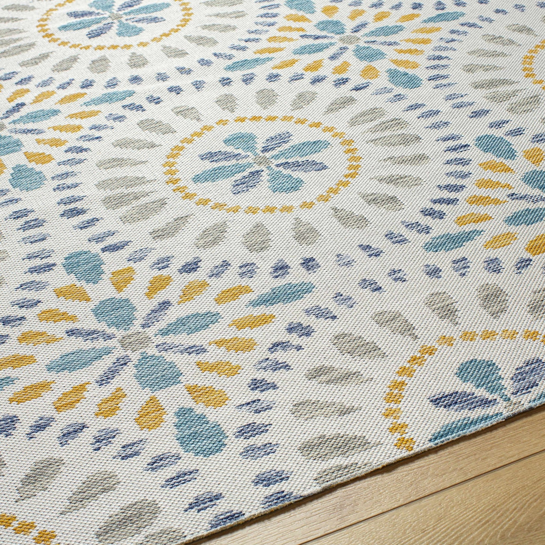 Karin Traditional Medallion Gray And Blue Rug - The Rug Decor