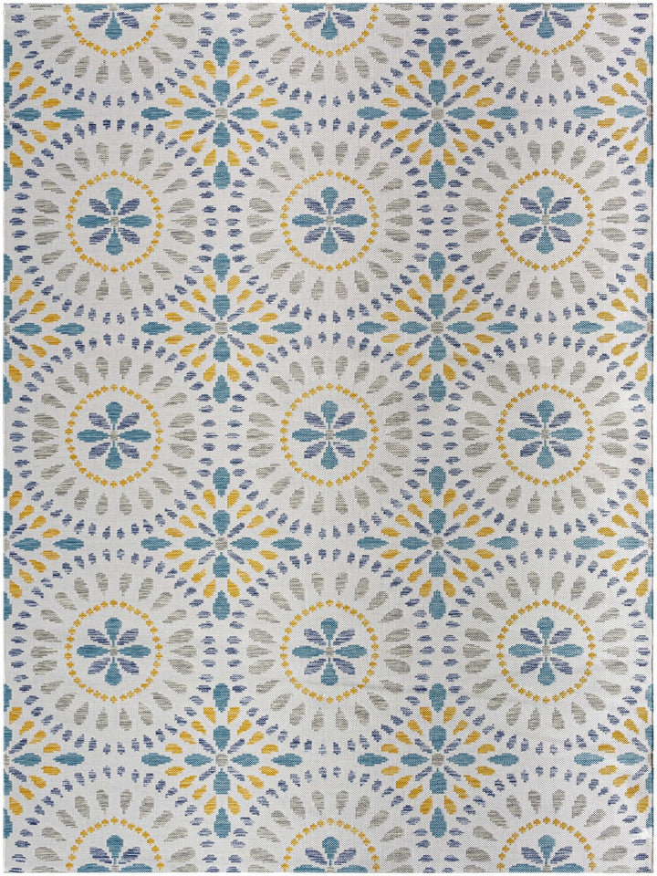 Karin Traditional Medallion Gray And Blue Rug - The Rug Decor
