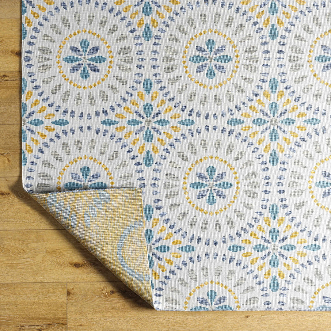 Karin Traditional Medallion Gray And Blue Rug - The Rug Decor