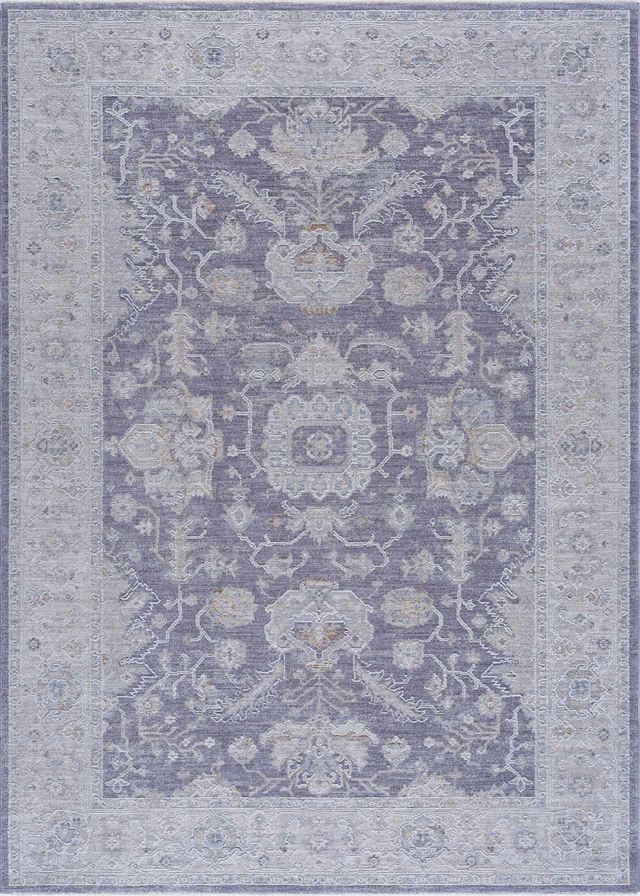 Karuah Traditional Medallion Design Gray And Purple Area Rug - The Rug Decor