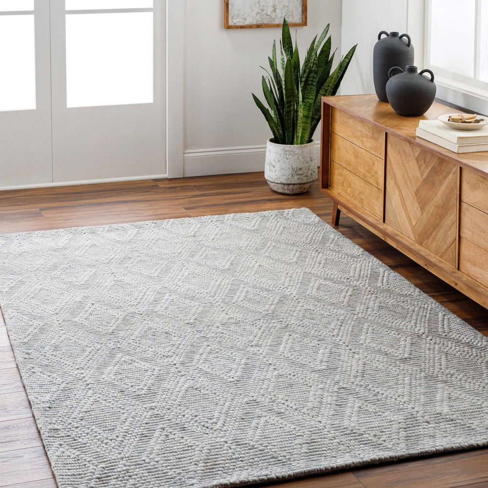 Kasib Contemporary Geometrical Gray Hand Woven Area Rug - The Rug Decor