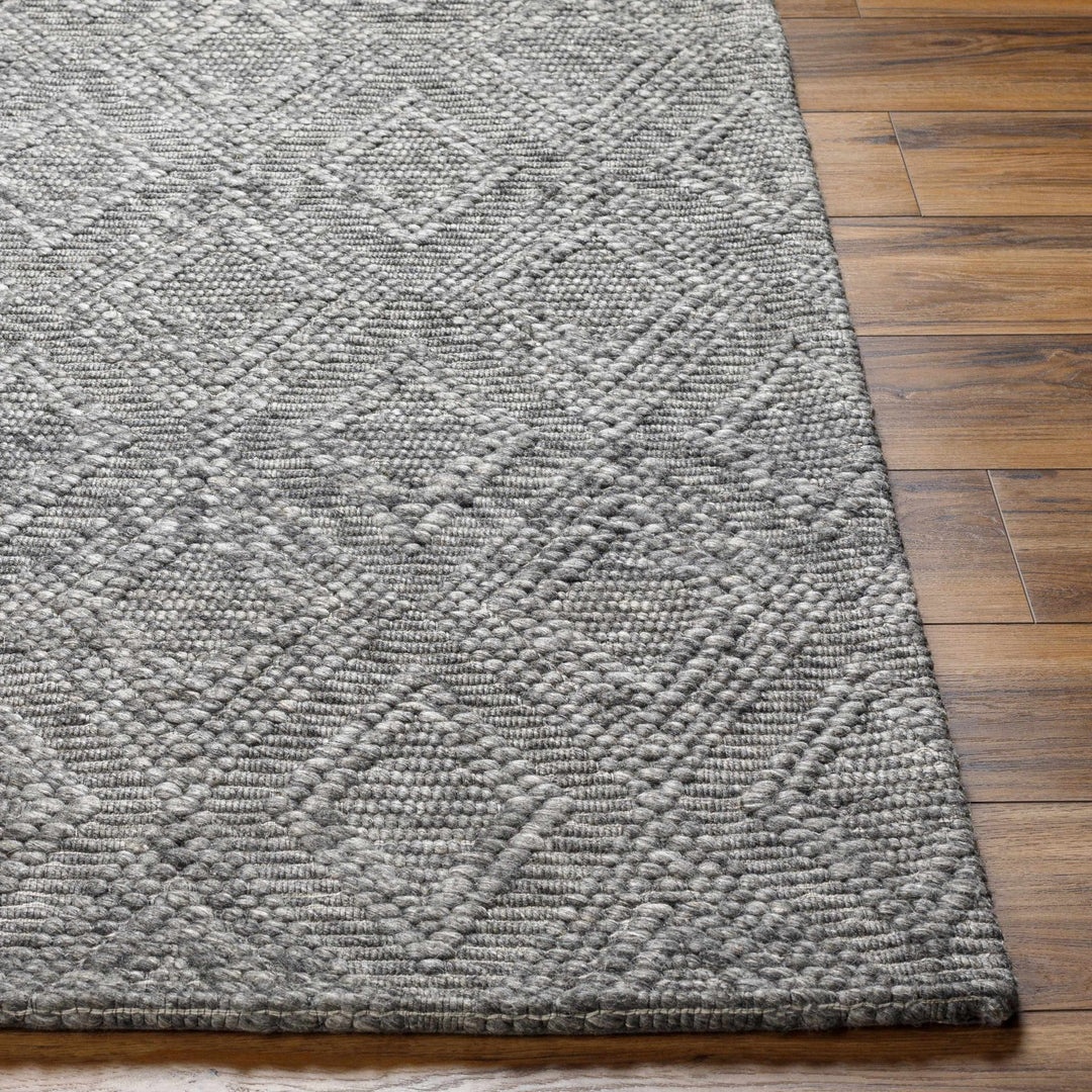 Kasib Dark Gray Traditional Style Hand Woven Wool Area Rug - The Rug Decor