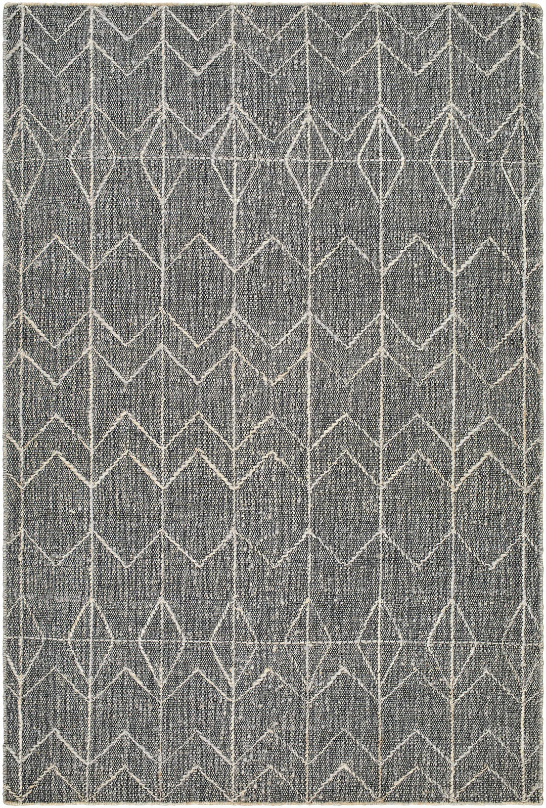 Kate Modern Geometric Design Black Hand Woven Wool Area Rug