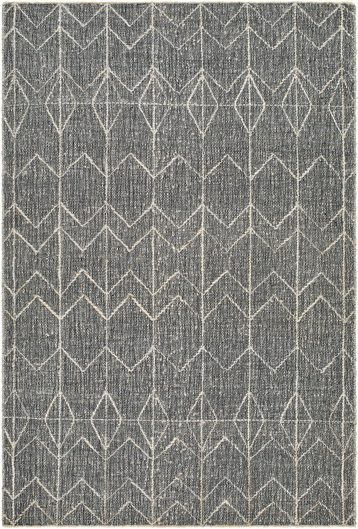 Kate Modern Geometric Design Black Hand Woven Wool Area Rug