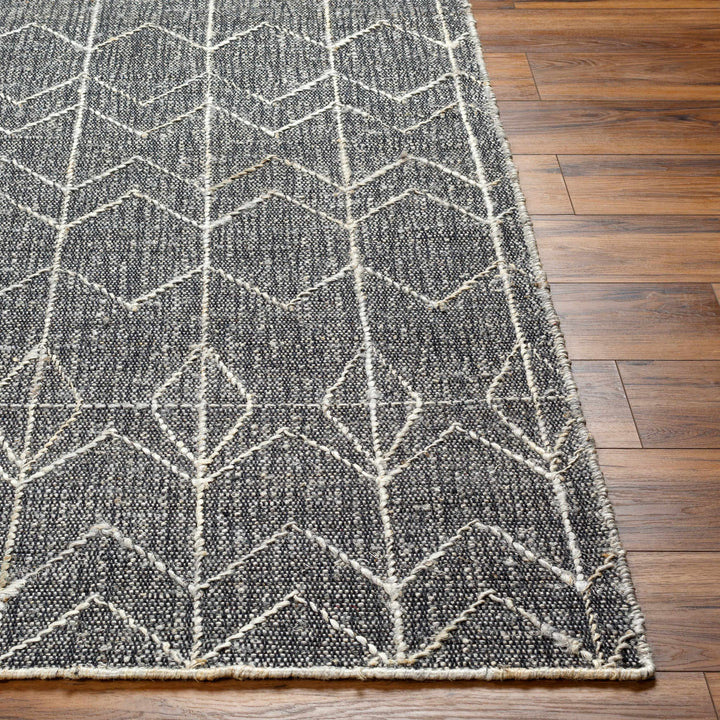 Kate Modern Geometric Design Black Hand Woven Wool Area Rug