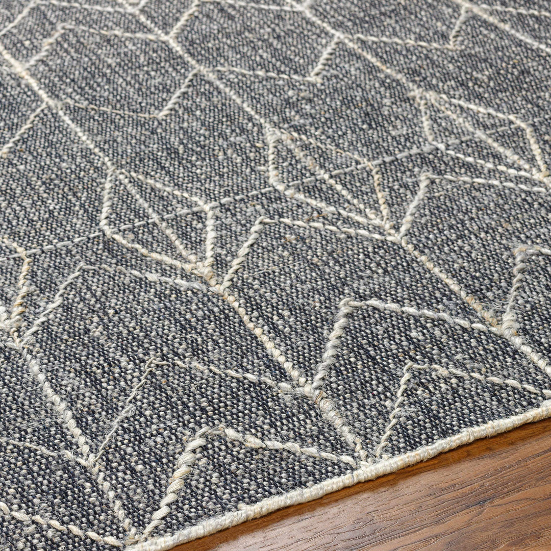 Kate Modern Geometric Design Black Hand Woven Wool Area Rug