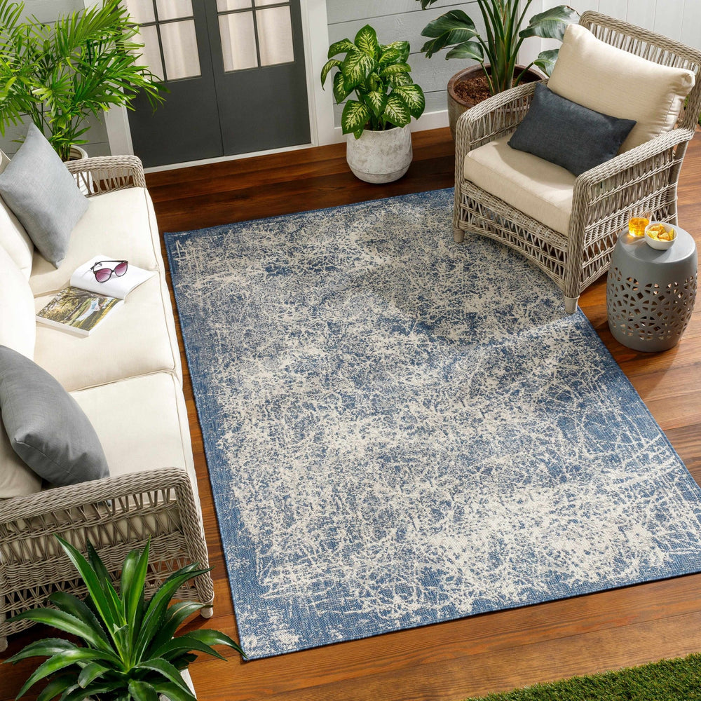 Katz Contemporary Abstract Blue Outdoor Area Rug - The Rug Decor