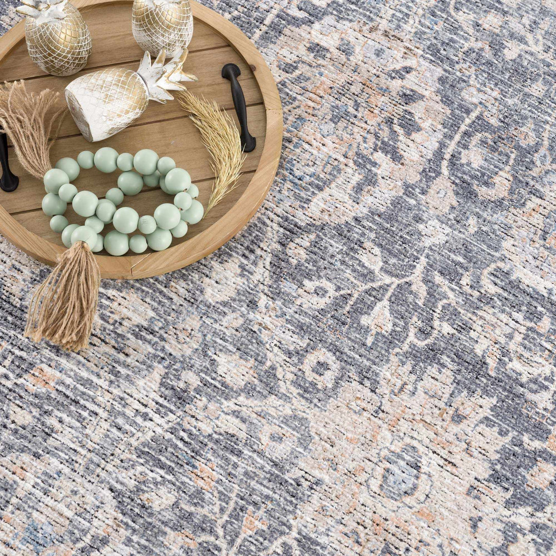 Kayin Traditional Style Gray And Beige Washable Rug - The Rug Decor