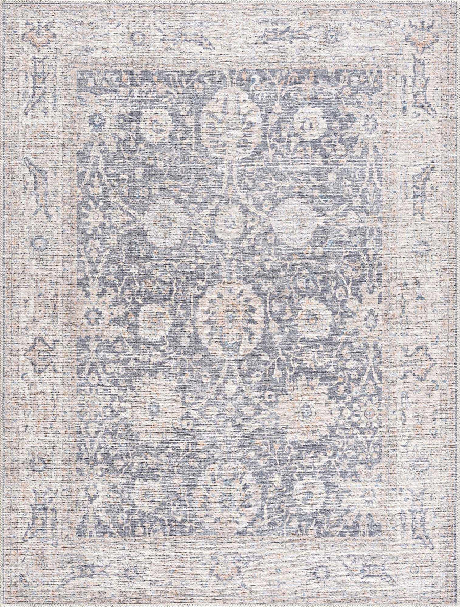 Kayin Traditional Style Gray And Beige Washable Rug - The Rug Decor