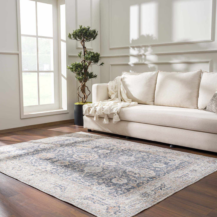 Kayin Traditional Style Gray And Beige Washable Rug - The Rug Decor