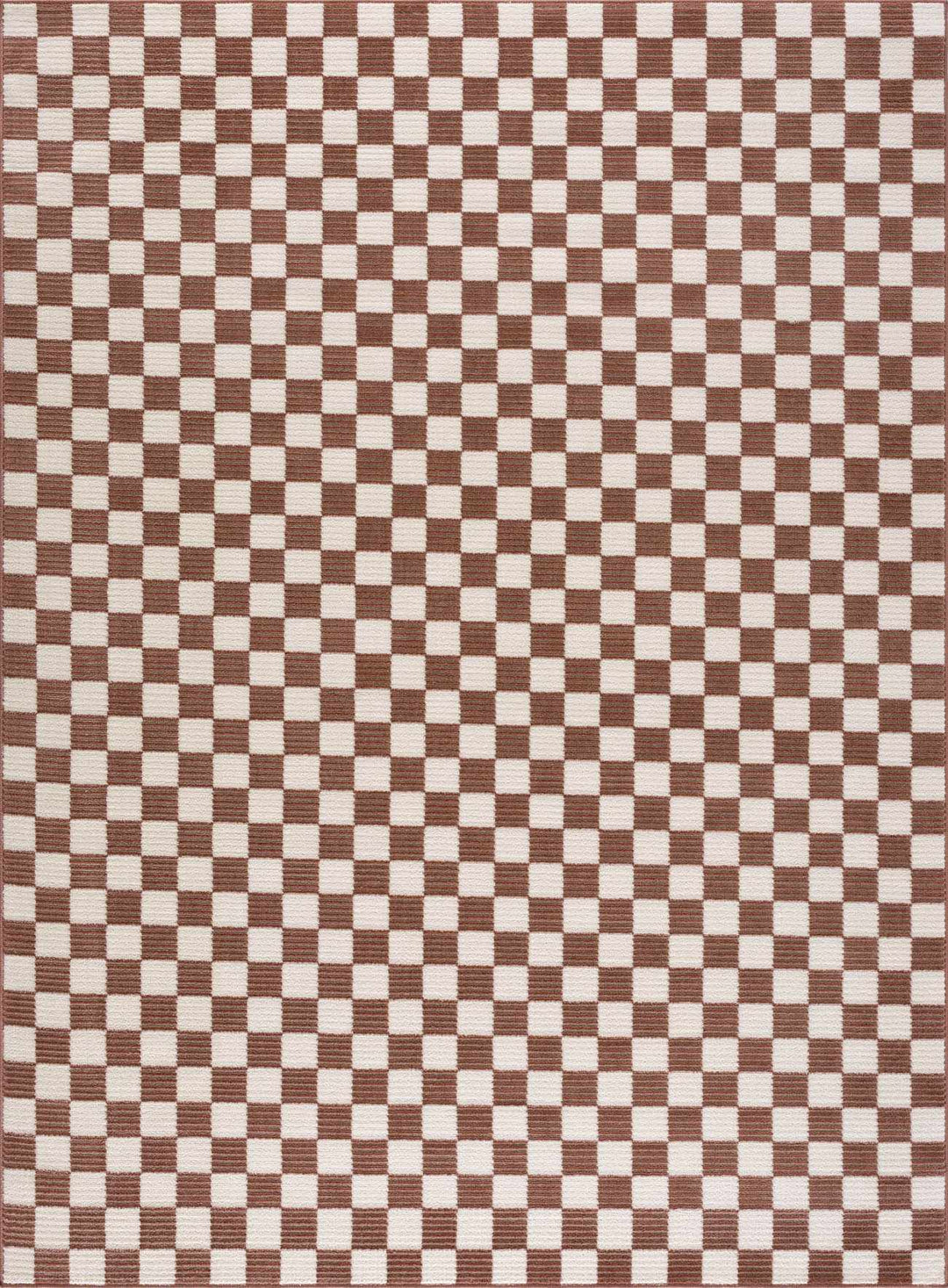Kaysar Brown Modern Checkered Pattern Washable Area Rug - The Rug Decor