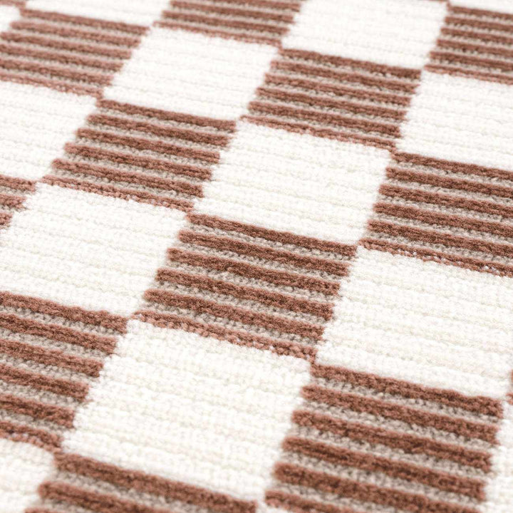 Kaysar Brown Modern Checkered Pattern Washable Area Rug - The Rug Decor