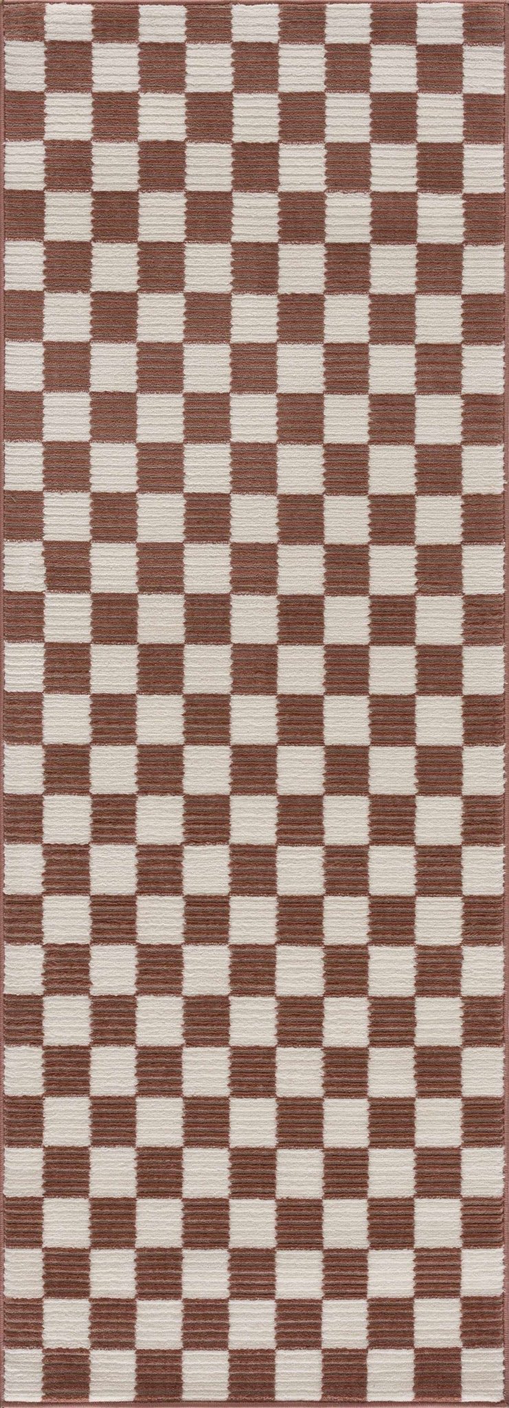 Kaysar Brown Modern Checkered Pattern Washable Area Rug - The Rug Decor