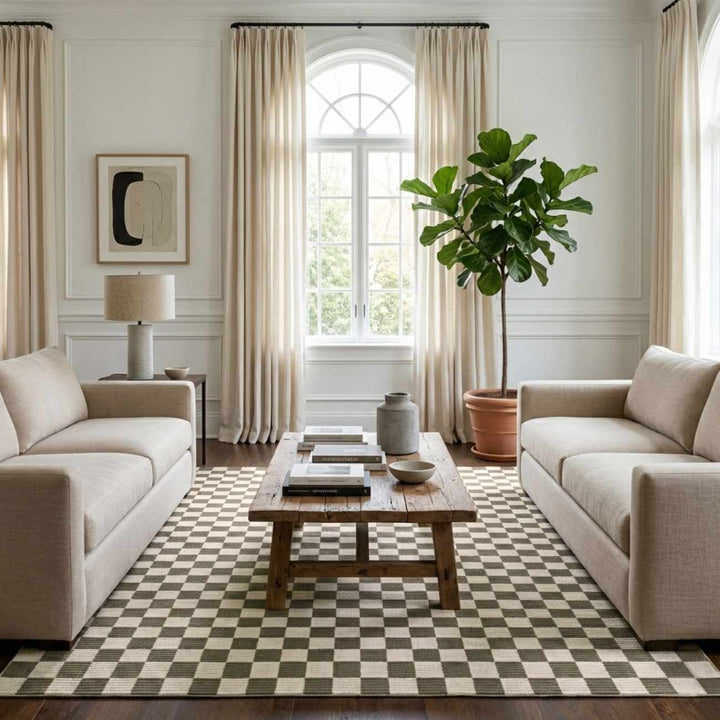 Kaysar Green Modern Checkered Pattern Washable Area Rug - The Rug Decor