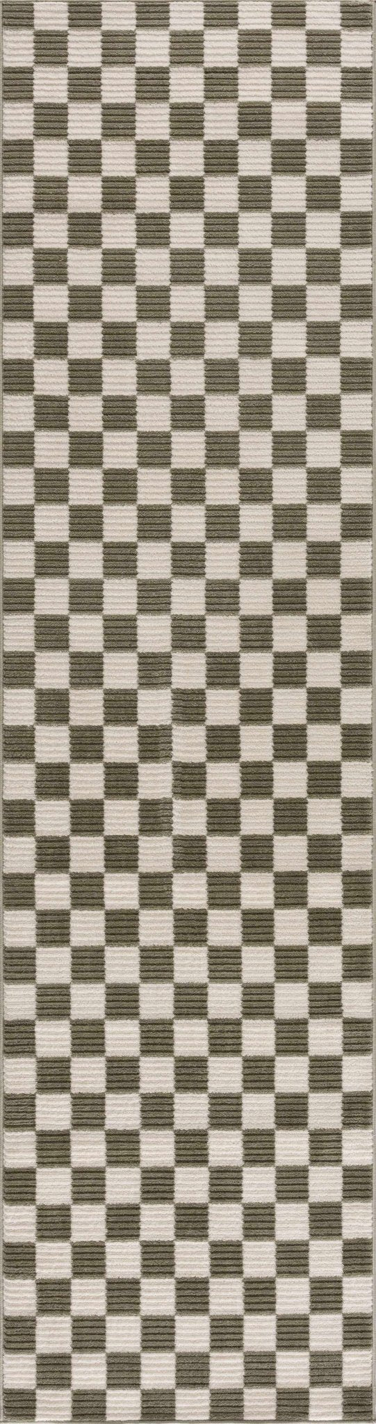Kaysar Green Modern Checkered Pattern Washable Area Rug - The Rug Decor