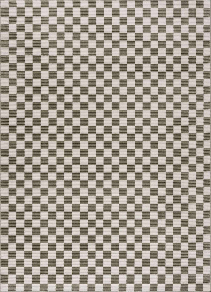 Kaysar Green Modern Checkered Pattern Washable Area Rug - The Rug Decor