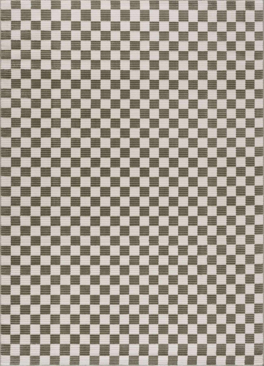 Kaysar Green Modern Checkered Pattern Washable Area Rug - The Rug Decor