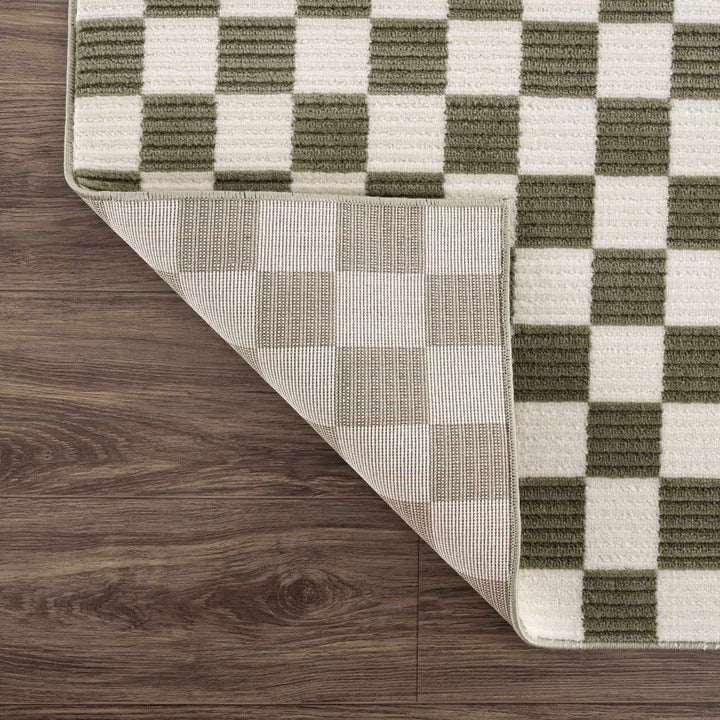 Kaysar Green Modern Checkered Pattern Washable Area Rug - The Rug Decor