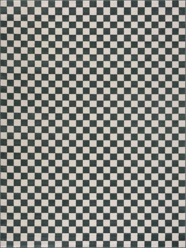Kaysar Modern Checkered Pattern Green Washable Area Rug - The Rug Decor