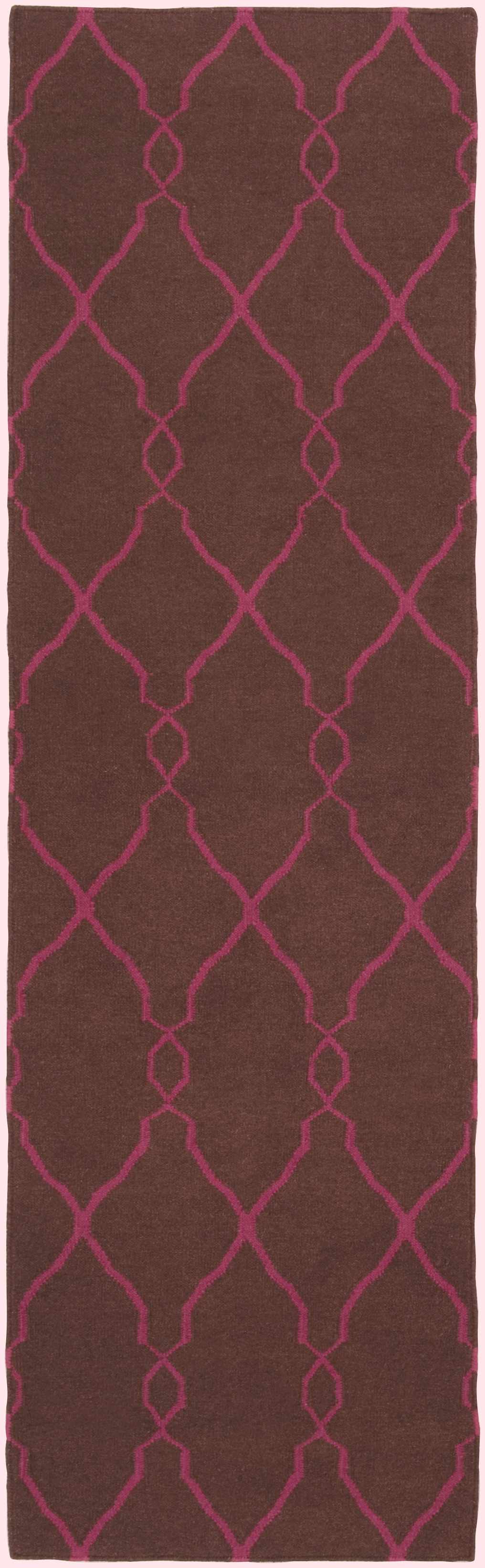 Keansburg Modern Geometrical Brown And Pink Wool Area Rug