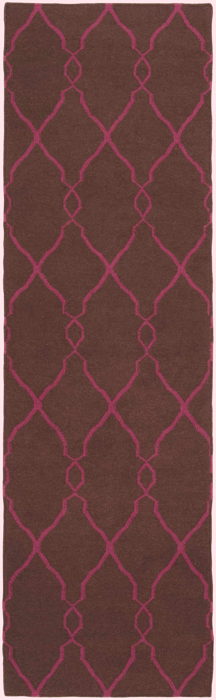 Keansburg Modern Geometrical Brown And Pink Wool Area Rug