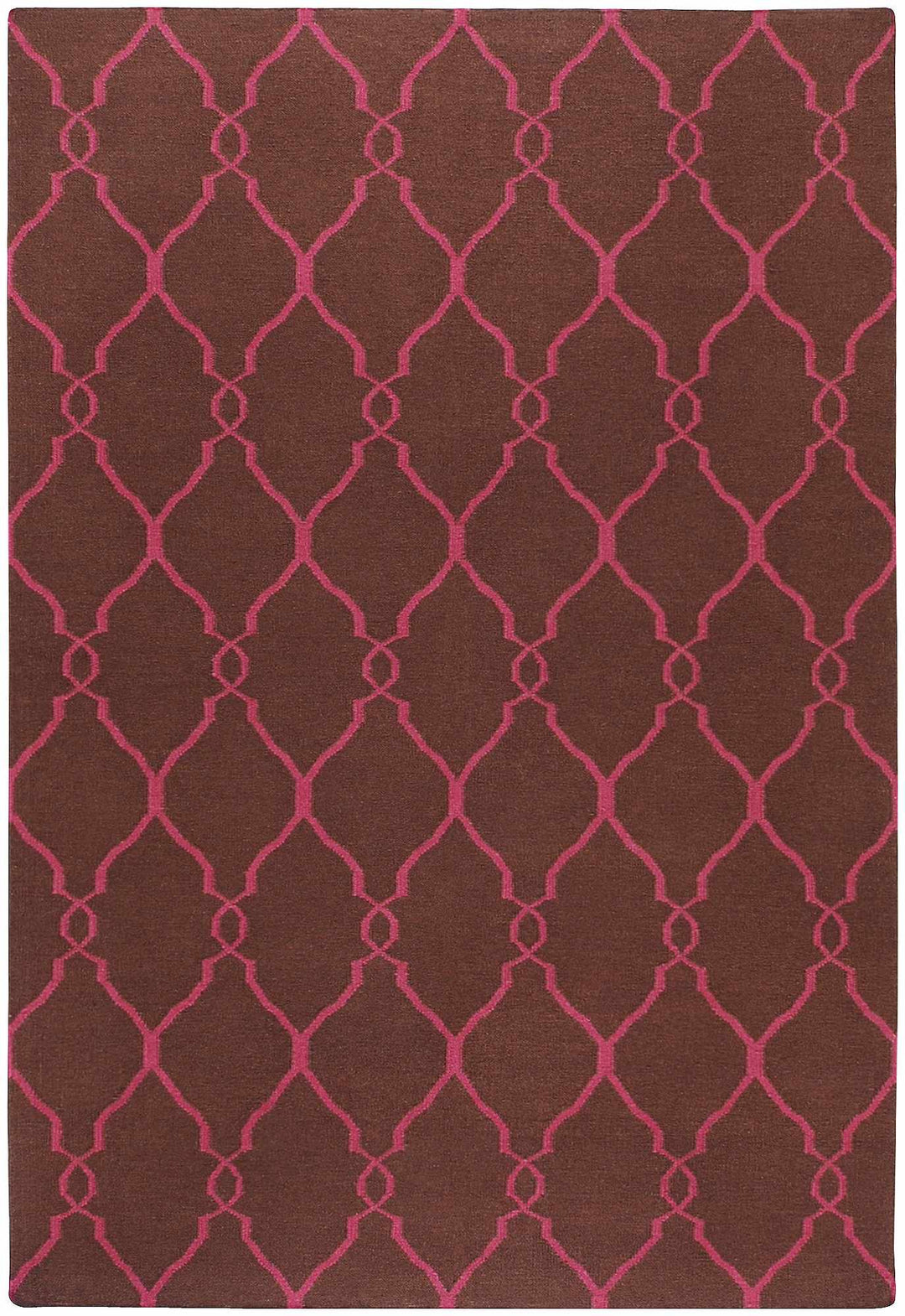 Keansburg Modern Geometrical Brown And Pink Wool Area Rug