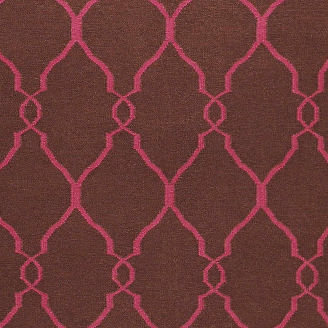 Keansburg Modern Geometrical Brown And Pink Wool Area Rug