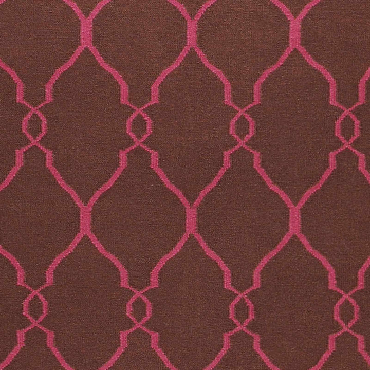 Keansburg Modern Geometrical Brown And Pink Wool Area Rug