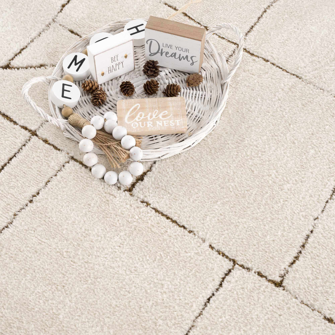 Keats Contemporary Geometrical Design Beige Rug - The Rug Decor
