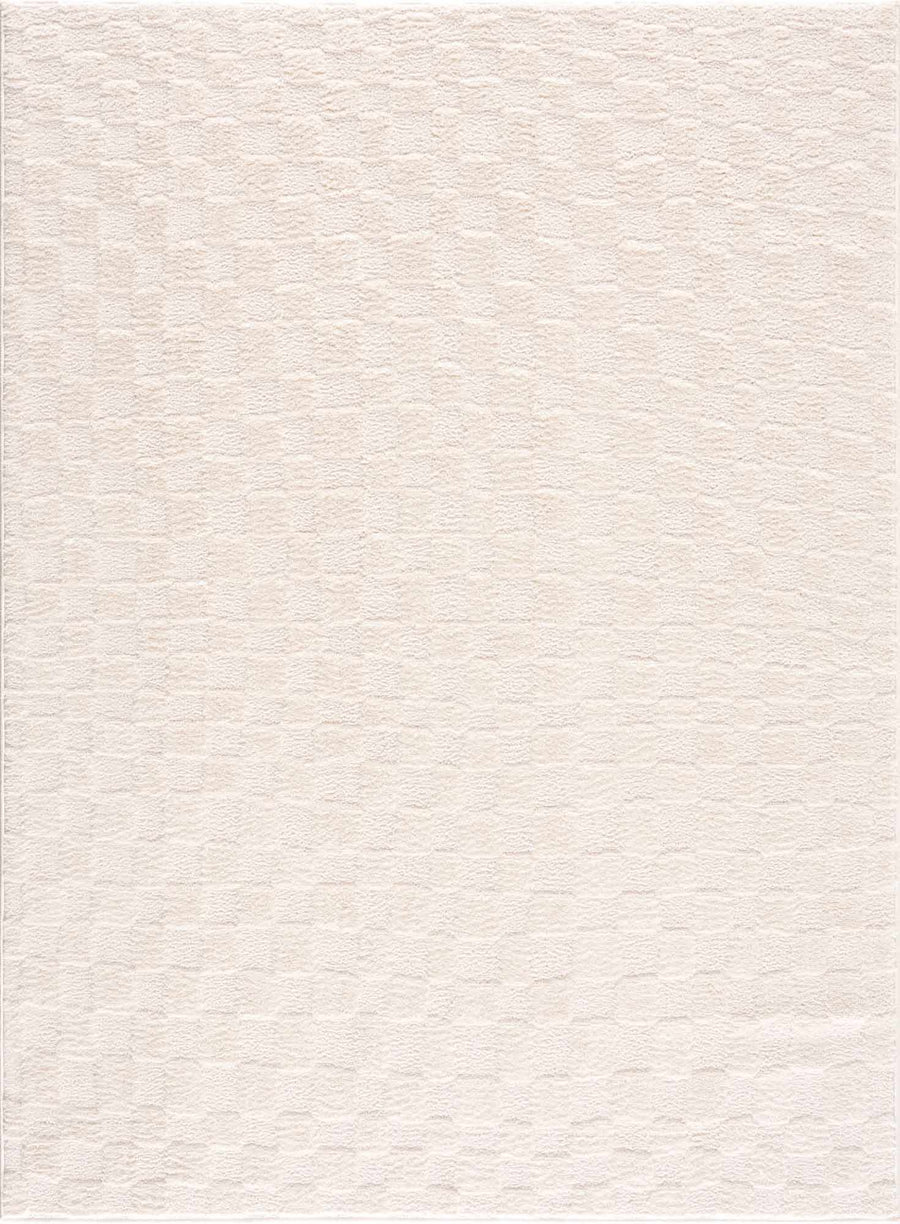 Keesa Modern Checkered Pattern Ivory Rug - The Rug Decor