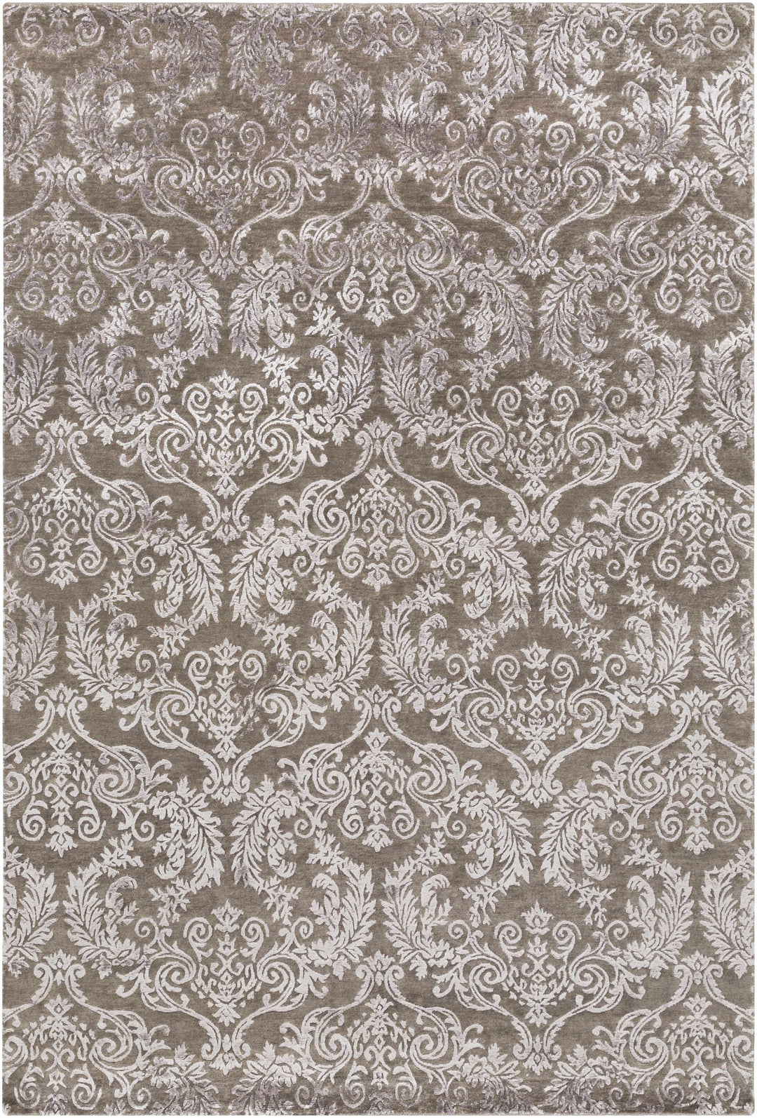 Keiser Taupe And Ivory Traditional Style Hand Knotted Area Rug