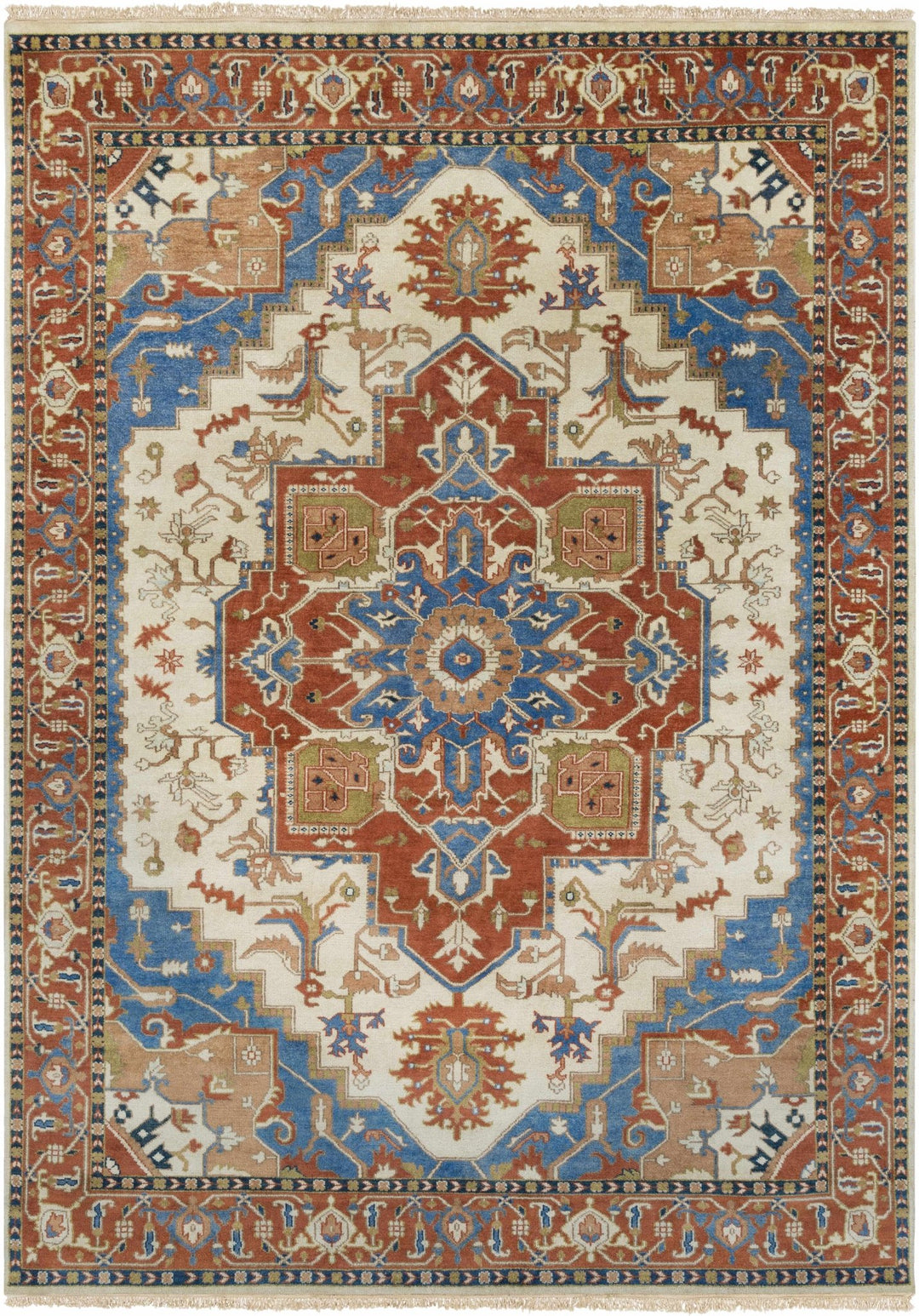 Kekaha Traditional Style Rust And Ivory Hand Knotted Area Rug - The Rug Decor