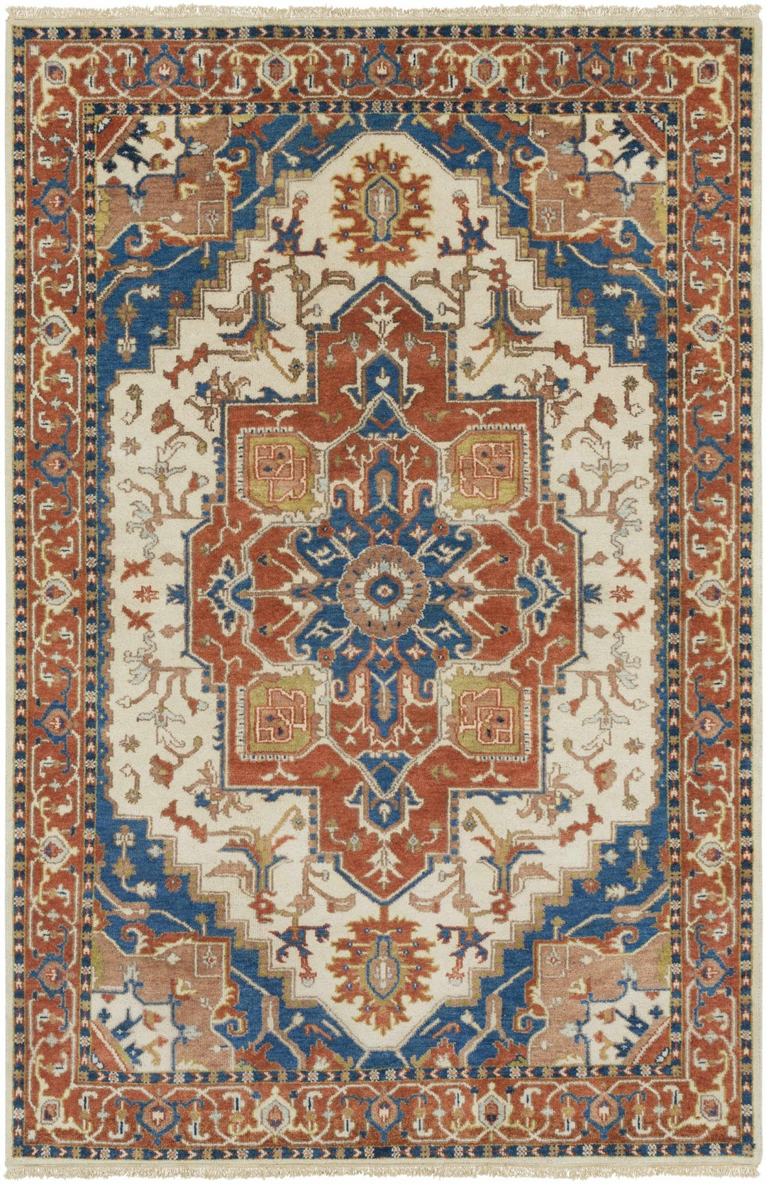 Kekaha Traditional Style Rust And Ivory Hand Knotted Area Rug - The Rug Decor