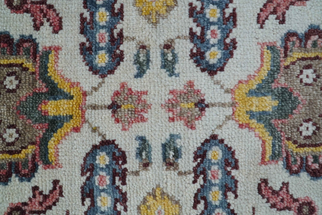 Kelly Turkish Design Ivory And Blue Hand Knotted Wool Rug - The Rug Decor
