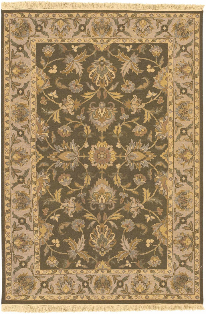 Kelseyville Traditional Floral Design Olive Hand Knotted Area Rug - The Rug Decor