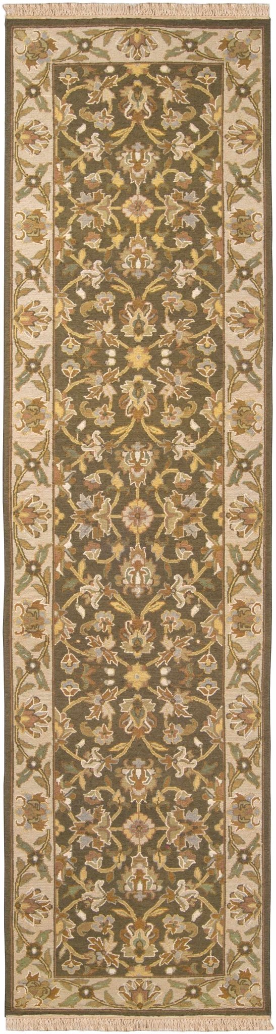 Kelseyville Traditional Floral Design Olive Hand Knotted Area Rug - The Rug Decor