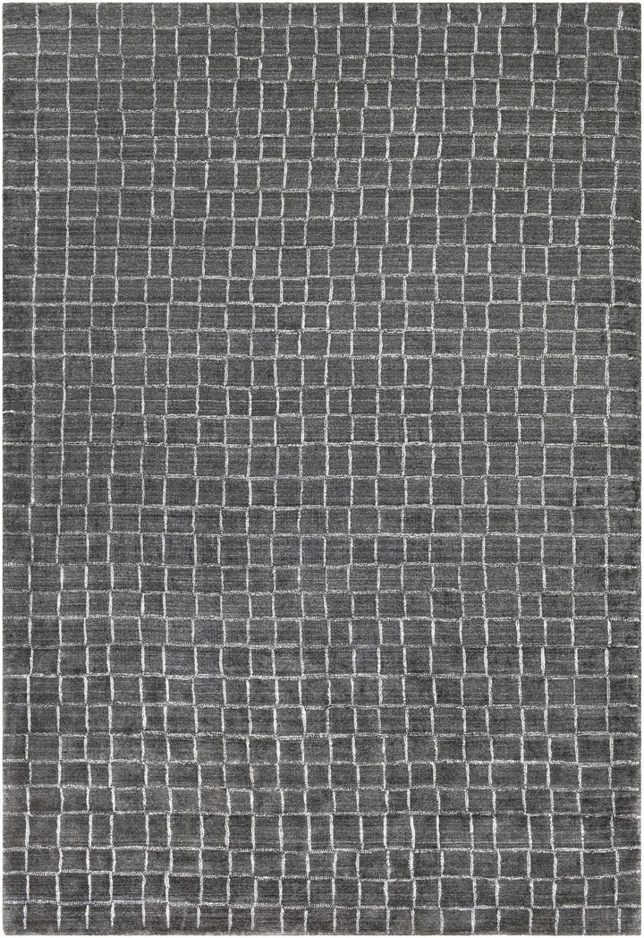 Kenesaw Modern Geometrical Charcoal Hand Knotted Area Rug